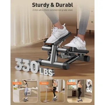 Sportsroyals Stair Stepper for Exercise, Mini Steppers with Resistance Band, Hydraulic Fitness Stepper Exercise Home Workout Equipment for Full Body Workout, 330lbs Weight Capacity