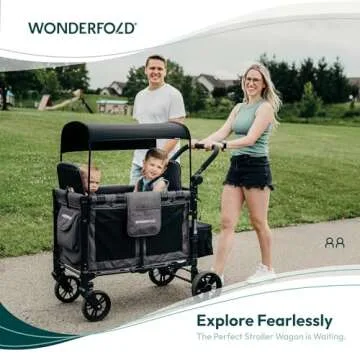 WONDERFOLD W2 Elite Stroller Wagon (2 Seater) - Collapsible Wagon Stroller with Seats, 5-Point Harne...