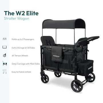 WONDERFOLD W2 Elite Stroller Wagon for Kids - Black