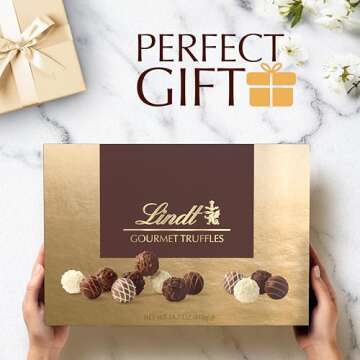 Lindt Gourmet Truffles Chocolate Candy Truffles Gift Box, Assorted Chocolate Truffles, 14.7 oz.