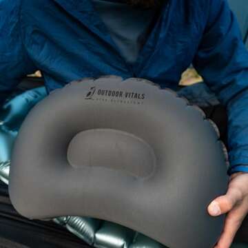 Outdoor Vitals 2 oz Ultralight Backpacking Pillow- Compact, Adjustable, Soft, Nonslip, Inflatable Camping Pillow Regular