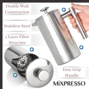Mixpresso Stainless Steel French Press Coffee Maker 800 ml