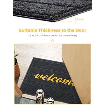wohous Welcome Mat 35" x 23.5" Big Size Front Door Mat Indoor Outdoor Entrance, Low Profile Floor Mat Home Door mats Rubber Doormat, Non Slip Rugs for Entryway, Patio, Yard - Black