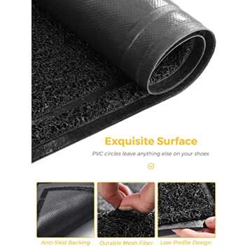 wohous Welcome Mat 35" x 23.5" Big Size Front Door Mat Indoor Outdoor Entrance, Low Profile Floor Mat Home Door mats Rubber Doormat, Non Slip Rugs for Entryway, Patio, Yard - Black