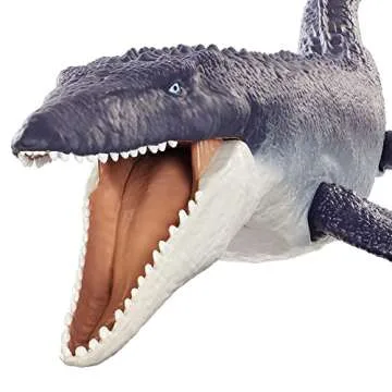 Jurassic World Toys Ocean Protector Mosasaurus Dinosaur Action Figure Sculpted with Movable Joints Made from 1 Pound of Oceanbound Plastic, Kids Toy Ages 4 Years & Older
