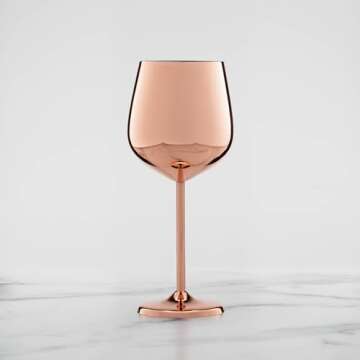 Cambridge Silversmiths 4 Piece Set of 18 oz Copper All Purpose Single Wall Wine Glasses