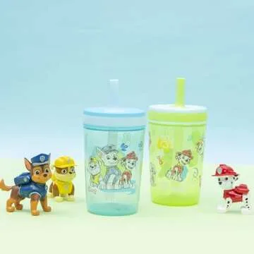 Zak Designs PAW Patrol Kelso Toddler Cups For Travel or At Home, 15oz 2-Pack Durable Plastic Sippy C...