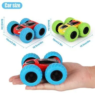 M SANMERSEN Flip Cars - 2 Pack 360° Rotating Stunt Car Toys for 3 4 5 6 Year Old Boys - Push and Go Vehicle Monster Toy Trucks Boys Girls Gifts