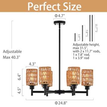 Widluth Rattan 6-Light Chandelier - Industrial Boho Design