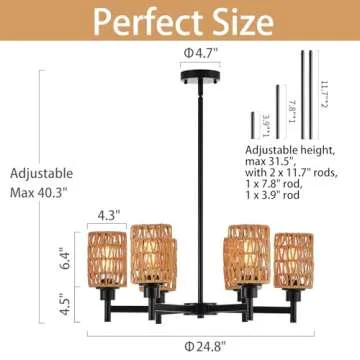 Widluth Rattan 6-Light Chandelier - Industrial Boho Design