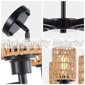 Widluth Rattan 6-Light Chandelier - Industrial Boho Design