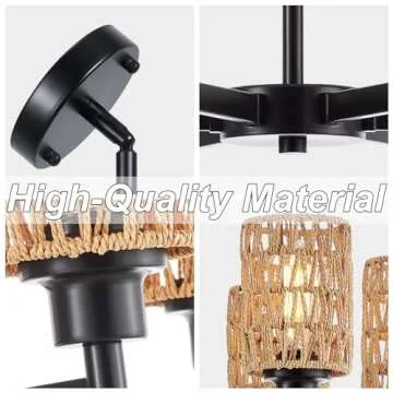 Widluth Rattan 6-Light Chandelier - Industrial Boho Design