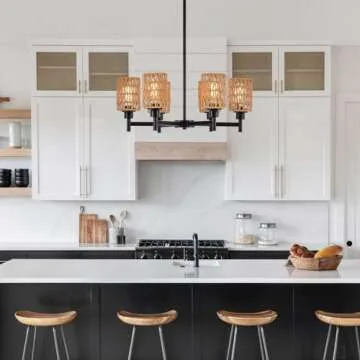 Widluth Rattan 6-Light Chandelier - Industrial Boho Design