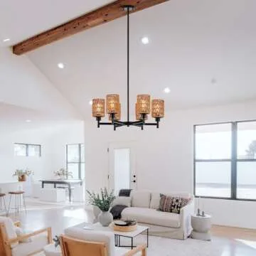 Widluth Rattan 6-Light Chandelier - Industrial Boho Design