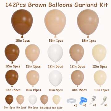 142Pcs Brown Balloons Garland Arch Kit for Nautical Weddings, Baby Showers & More