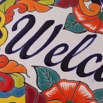 NOVICA Handmade Ceramic Wall Sign | Talavera Style Wall Decor | Mexico Multicolor Decor | Folk Art Multicolor Mexican Pottery | Welcome Plaque | Hand Painted Indoor & Outdoor | 8.25"H x10.25"W x 0.3"D