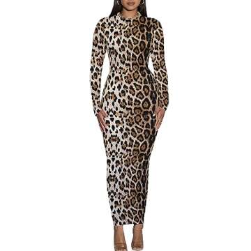 Chic Women's Long Sleeve Bodycon Maxi Dress for Parties
