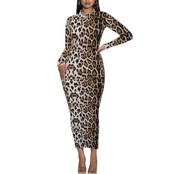 Chic Women's Long Sleeve Bodycon Maxi Dress for Parties
