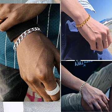 Stylish Gold Bracelet for Men 8mm 8.3 inch Cuban Link