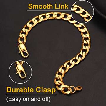 Stylish Gold Bracelet for Men 8mm 8.3 inch Cuban Link