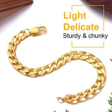 Stylish Gold Bracelet for Men 8mm 8.3 inch Cuban Link