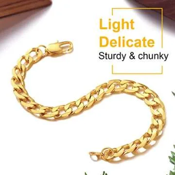 Stylish Gold Bracelet for Men 8mm 8.3 inch Cuban Link