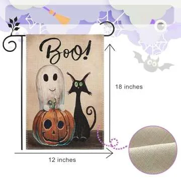 Happy Halloween Ghost Cat Boo Garden Flag - 12x18 Inch