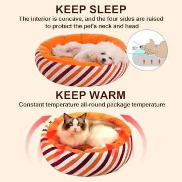Donut Round Dog Bed and Cat Cushion for Small Medium Dogs, Calming Dog Beds, Pumpkin Cat Beds for Indoor Cats, Fits up to 15lbs Pet,Dog Decorations Pet Gifts(Medium,24"x24")