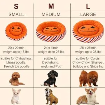 Donut Round Dog Bed and Cat Cushion for Small Medium Dogs, Calming Dog Beds, Pumpkin Cat Beds for Indoor Cats, Fits up to 15lbs Pet,Dog Decorations Pet Gifts(Medium,24"x24")