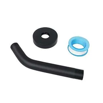 NearMoon Shower Arm + Flange + Teflon Tape, Made of 304 Stainless Steel, Shower Extension Extender Pipe Arm, Wall-Mounted For Fixed Bathroom Shower Head, Never Rust (6 Inch, Matte Black)