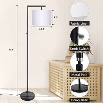 Stylish MOFFE Arc Floor Lamp with Adjustable Shade