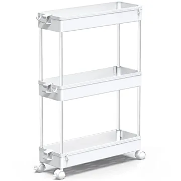 SPACEKEEPER Slim Rolling Storage Cart - Versatile 3 Tier Organizer for Narrow Spaces