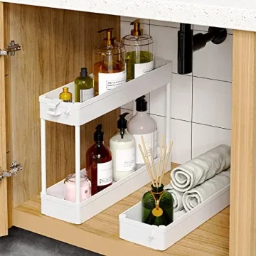 SPACEKEEPER Slim 3 Tier Rolling Storage Cart for Small Spaces