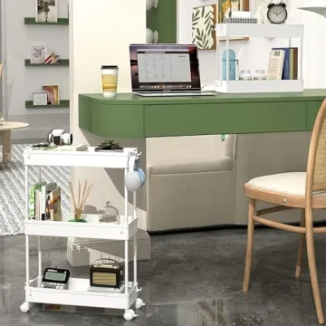 SPACEKEEPER Slim 3 Tier Rolling Storage Cart for Small Spaces