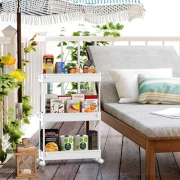 SPACEKEEPER Slim 3 Tier Rolling Storage Cart for Small Spaces