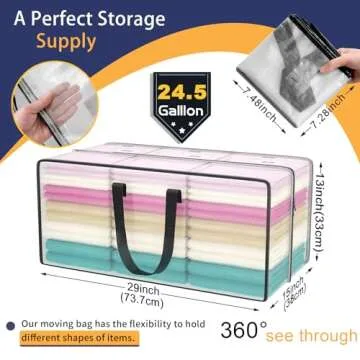 Clear Storage Bags with Zipper, 6 Pack Large Moving Bags Heavy Duty Extra Large, Plastic Storage Tot...