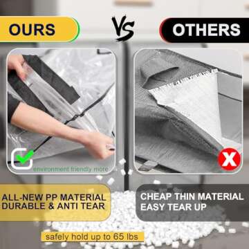 Clear Storage Bags with Zipper, 6 Pack Large Moving Bags Heavy Duty Extra Large, Plastic Storage Totes for Clothes, College dorm Packing Bags with Strong Handles, Christmas Decoration Storage