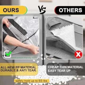 Clear Storage Bags with Zipper, 6 Pack Large Moving Bags Heavy Duty Extra Large, Plastic Storage Totes for Clothes, College dorm Packing Bags with Strong Handles, Christmas Decoration Storage