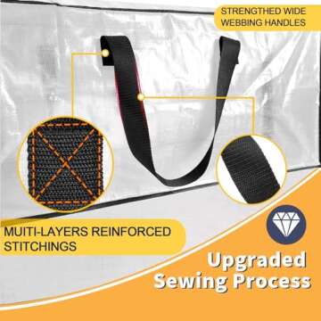 Clear Storage Bags with Zipper, 6 Pack Large Moving Bags Heavy Duty Extra Large, Plastic Storage Totes for Clothes, College dorm Packing Bags with Strong Handles, Christmas Decoration Storage