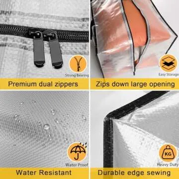 Clear Storage Bags with Zipper, 6 Pack Large Moving Bags Heavy Duty Extra Large, Plastic Storage Totes for Clothes, College dorm Packing Bags with Strong Handles, Christmas Decoration Storage