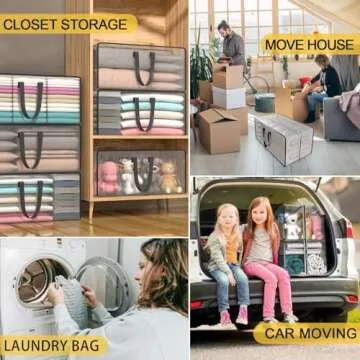Clear Storage Bags with Zipper, 6 Pack Large Moving Bags Heavy Duty Extra Large, Plastic Storage Totes for Clothes, College dorm Packing Bags with Strong Handles, Christmas Decoration Storage