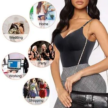 URSEXYLY Women Waist Trainer Shapewear Tummy Control Fajas Colombianas Body Shaper Sexy V-Neck Slim Bodysuit Tops