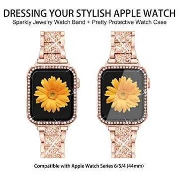 Elegant Mesime Apple Watch Band with Screen Protector Case