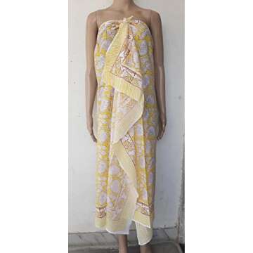 Cotton Sarong Indian Hand Block Print Cotton Scarf Sarong For Women's Beautiful Pareo Sexy Bikini Be...