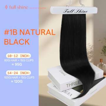 Full Shine 24 Inch Black Human Hair Clip in Extensions Brazilian Human Hair Extensions Clip ins Natural Black Silky Straight Remy Hair Extensions Clip in Human Hair for Long Hair 7 Pcs