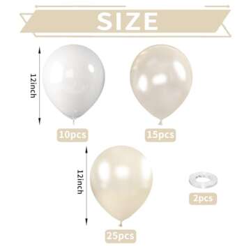 Pearl Balloons, 52 PCS 12 Inch Pearl white Double-Stuffed Balloons, Pearl White Pearl Sand White Dou...