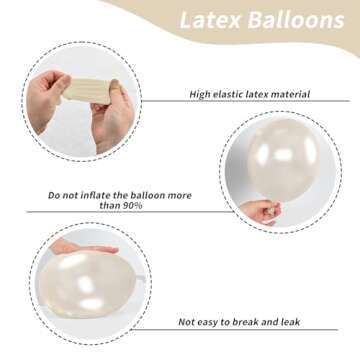 Pearl Balloons, 52 PCS 12 Inch Pearl white Double-Stuffed Balloons, Pearl White Pearl Sand White Double-Stuffed Pearl Ivory Latex Balloons for Birthday Baby Shower Wedding Bridal Party Decoration