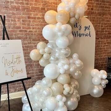 Pearl Balloons, 52 PCS 12 Inch Pearl white Double-Stuffed Balloons, Pearl White Pearl Sand White Double-Stuffed Pearl Ivory Latex Balloons for Birthday Baby Shower Wedding Bridal Party Decoration