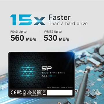 SP 1TB SSD 3D NAND A55 SLC Cache Performance Boost SATA III 2.5" 7mm (0.28") Internal Solid State Dr...