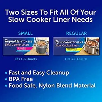 Reynolds Slow Cooker Liners, Easy Cleanup & Durable